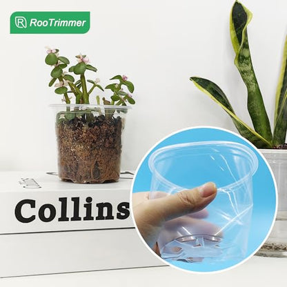 RooTrimmer 4" Clear Seeding Pots 50-Pack Round for Seeds Starting, Seeds Germination Transparent Nursery Pots with Drainage Holes (4Inch,Clear,50Pcs) - size: 4Inch 50P
