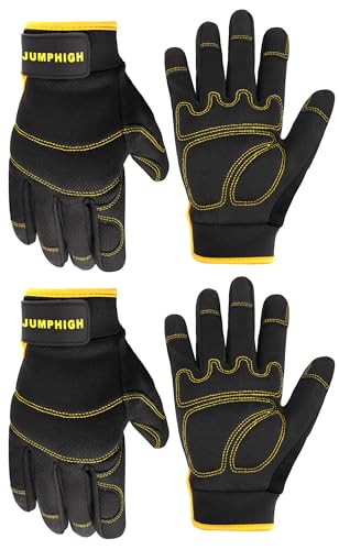 Mens Work Gloves 2 Pairs, Synthetic Leather Mechanic Gloves, Touchscreen, Multipurpose, Garden, Construction, Warehouse, Truck Driving (L) - color: Black, size: Large
