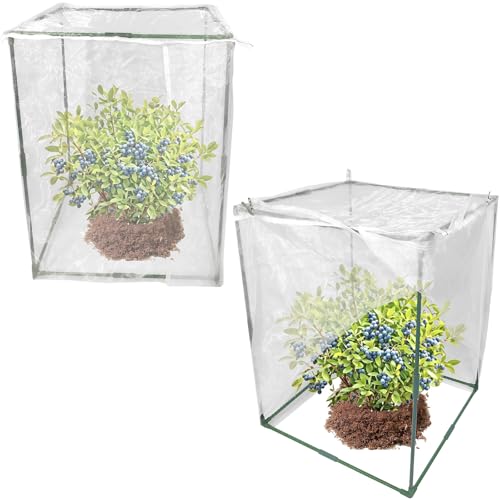 2 Sets 25"x25"x34" Ultra Fine Mesh Garden Netting with Frame Insect Barrier - size: 25x25x34"