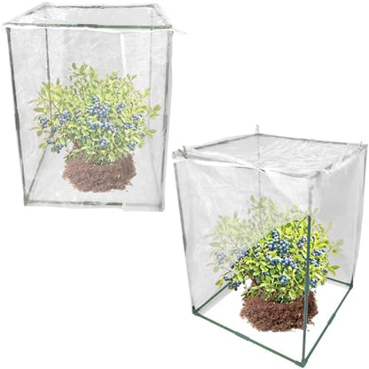 2 Sets 25"x25"x34" Ultra Fine Mesh Garden Netting with Frame Insect Barrier - size: 25x25x34"