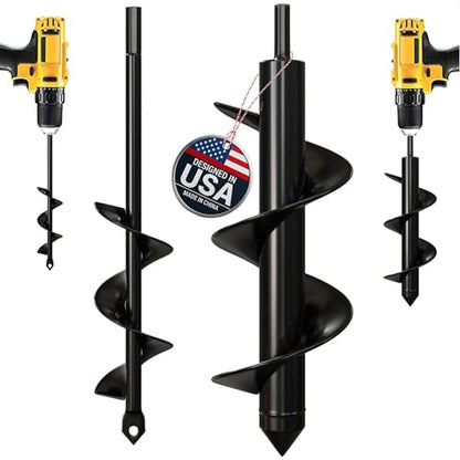 K-Brands Auger Drill Bit for Planting – 1.6 x 9 Inch & 3 x 9 Inch Set - size: 1.6 x 9 + 3 x 9 Inch