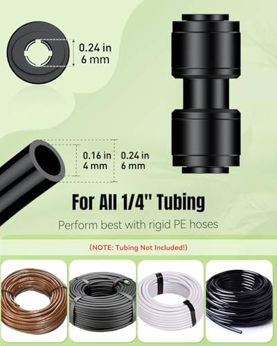 Pawfly 15 Pcs Quick Connect 1/4" Drip Irrigation Coupling Connectors for 1/4 Inch Irrigation Tubing, Anti-Leak Drip Irrigation Parts, Push-to-Fit 2-Way Coupling Fittings, Universal Straight Fittings - size: 15pcs 1/4" Nut Coupling