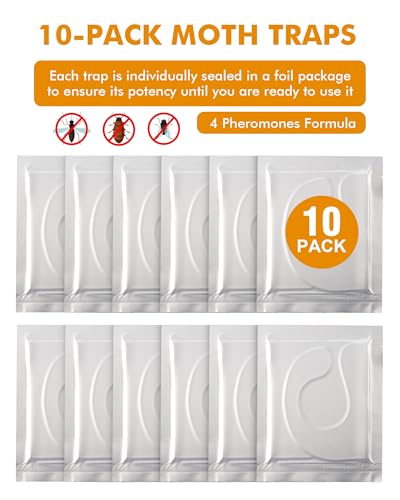 Pantry Moth Traps - Extra Strength Hanging Clothes Clothing Moth Traps with Pheromone for House Pantry Indoor Closets - 10 Pack - size: 10-pack