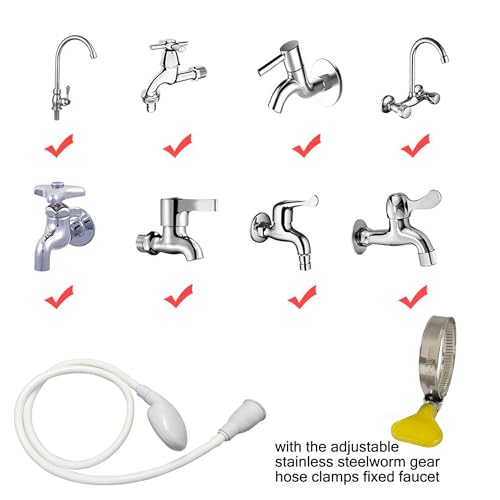 Portable Shampoo Sink Spray Hose, Faucet Attachment with Nozzle for Hair Washing, Baby & Pet Bathing, Vegetable Rinsing, White (White, 1M/41.5IN) - size: 1M/41.5IN