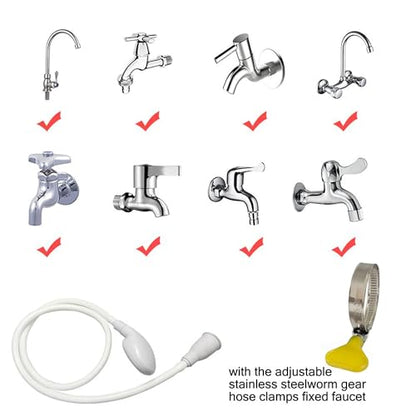 Portable Shampoo Sink Spray Hose, Faucet Attachment with Nozzle for Hair Washing, Baby & Pet Bathing, Vegetable Rinsing, White (White, 1M/41.5IN) - size: 1M/41.5IN