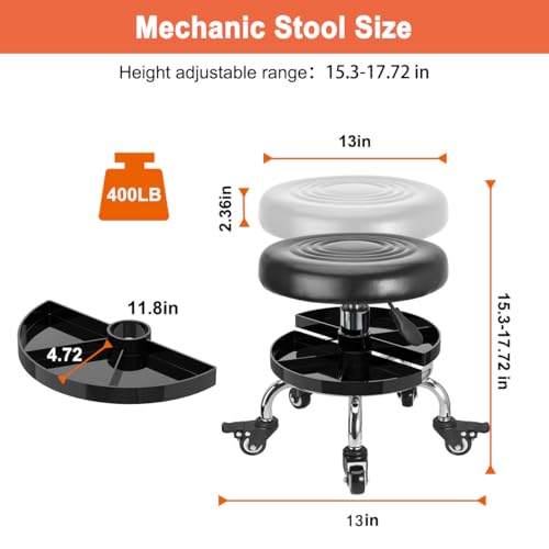 FLOLXNB Garage Mechanic Stool with Storage Tray,Low Height Rolling Shop Stools, Rolling Mechanics Seat Chair Height Adjustable, Rolling Shop Chair, Work Stool Creeper Seat (Style 3) - style: Style 3
