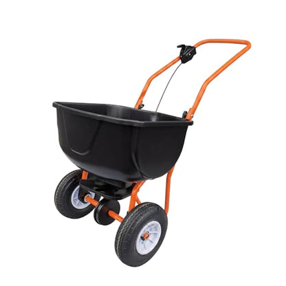 TrailBlaze Heavy-Duty Walk-Behind Fertilizer & Seed Spreader – 70LB Capacity, Adjustable Stream Control, 8" Pneumatic All-Terrain Tires, 0–10FT Spread, Large Harvester, Lawn & Garden, Black