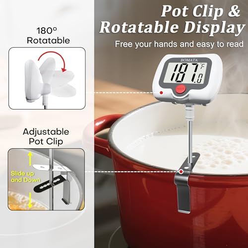 BOMATA Digital Candy Thermometer with Pot Clip, Deep Fry Oil Thermometer - color: White