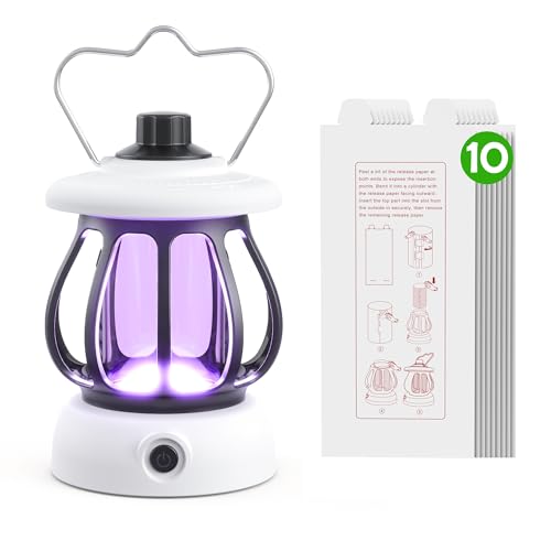 Flying Insect Trap(1Device + 10Refills), Fruit Fly Traps for Indoors & Outdoor Rechargeable, Quite Operation Fly Trap White