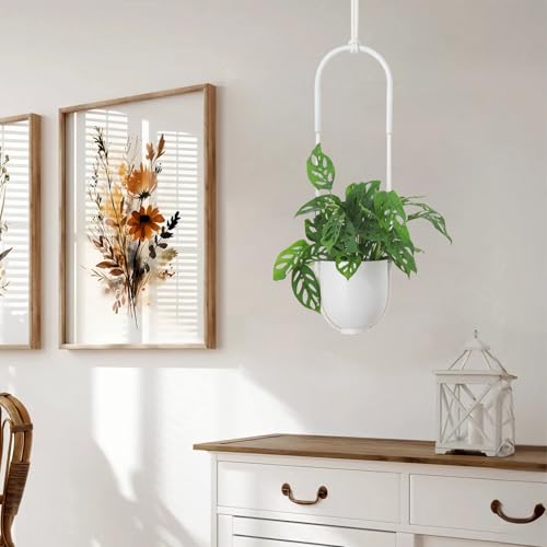 Boho Hanging Planter for Indoor Outdoor Plants Modern Wall and Ceiling Hanging Plant Basket Holder Hanger for Vines Succulents Ferns Room Decor(White) - color: White, size: A