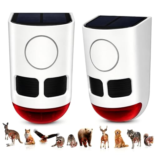 ChunHee Solar Motion Sensor Alarm Outdoor Dog Barking Alarm 4 Mode - color: White-2 PC