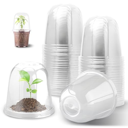 RooTrimmer 6 Inch Clear Humidity Dome, 30 Pcs Adjustable Plant Pot Domes Compatible with 6" Nursery Pots, Reusable Transparent Grow Dome Cover for Seed Starter Pots Outdoor Gardening Plant Growth - color: Clear Plant Pot Domes-30p, size: 6Inch
