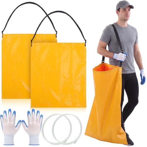 Faccito 2 Pack Litter Bag with Shoulder Strap Trash Leaf Bag Holder, Yellow - color: Yellow