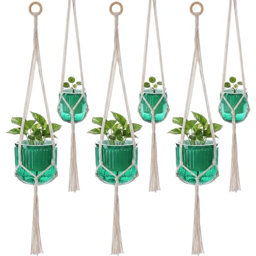 Hanging Planter Set of 6 Self Watering Indoor Flower Pots with Water Level Indicator Modern Plant Hangers for Indoor Garden Decor Balcony Apartment Boho Home Decoration Easy Care(Emerald) - color: Emerald