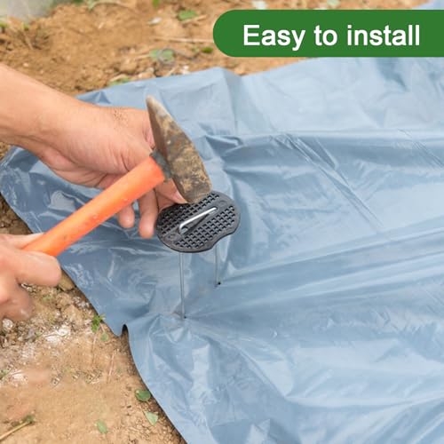 200Pcs Garden Staples Plastic Buffer Washer,Landscape Stakes Pad Gasket,Garden Stakes Gasket,Yard Pins Gasket Keep The Barrier from Ripping and Create a Sturdier Hold(Black) - color: Black Round