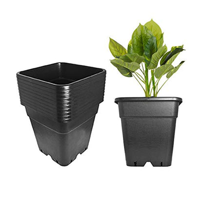 10-Pack 5 Gallon Square Plant Nursery Pot Grow Pots Black Nursery Container - size: 5 Gallon