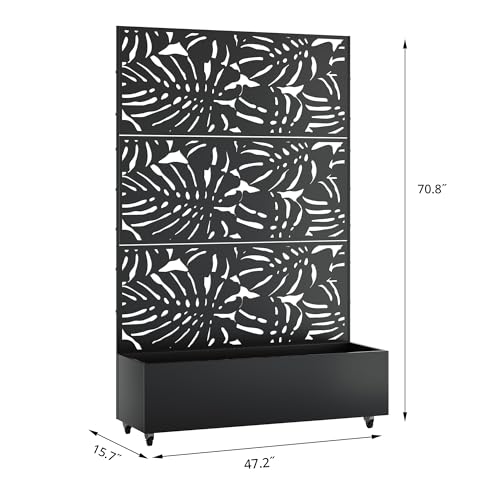 Metal Raised Garden Bed with Trellis and Wheels, 71"x47"x16" (Black-Summer) - color: Black-summer, size: 71"x47"x16"