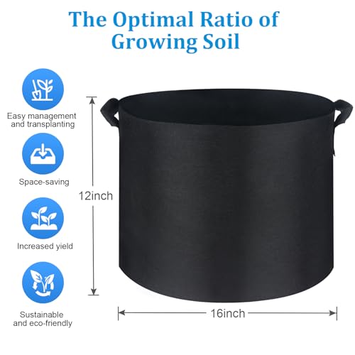 7-Pack 3-30 Gallon Plant Grow Bags 10 Gallon, Heavy Duty Thickened Fabric Planters Pots, Fabric Pots with Handles, Nonwoven Fabric Bags Suitable for Vegetables Flowers Mushroom (10 Gallon)