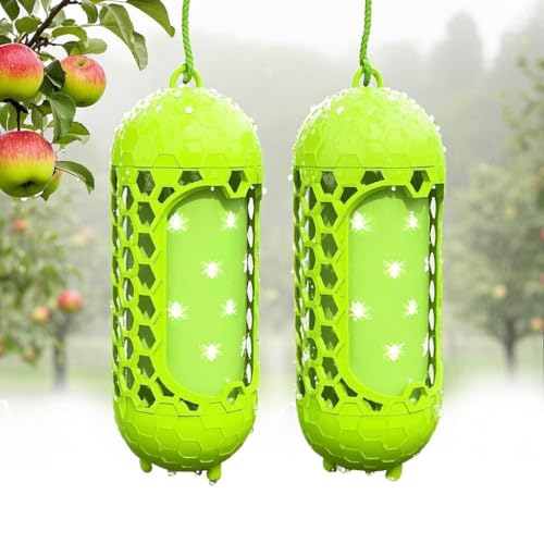 2 Pack Wasp Trap Outdoor Hanging, Carpenter Bee Traps for Outside – Reusable Sticky Fly Catcher for Hornets, Yellow Jackets, & Wood Bees, Ideal for Garden, Patio, Camping, Picnic