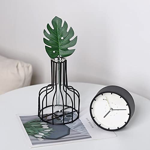 IvyMei Luxurious Nordic Gold Black Table Flower Vase Metal Frame Glass Tube - color: Gold Black