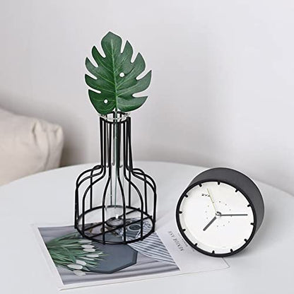 IvyMei Luxurious Nordic Gold Black Table Flower Vase Metal Frame Glass Tube - color: Gold Black