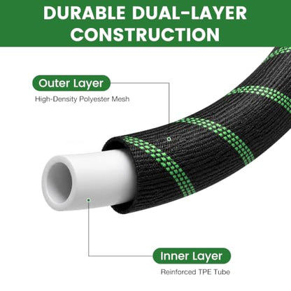 Garden Hose 25ft, Non-Expandable Flexible TPE Tube Water Hose - color: Black and Green, size: 25ft