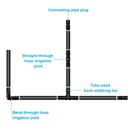 Maitys 8 Pcs 1/2 Inch Drip Irrigation Fitting Soaker Hose Repair Kit, Mixed - style: Mixed