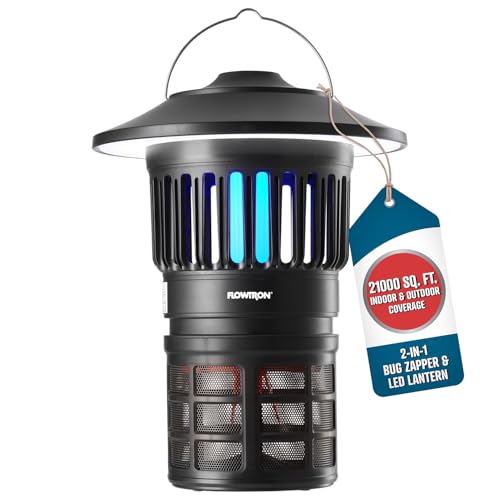 Flowtron 2-in-1 UV Mosquito Trap & LED Lantern, 21000 Sq Ft, Rechargeable
