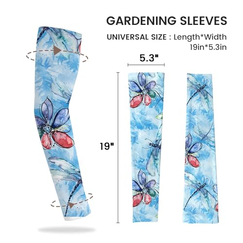 YPHCDO Gardening Sleeves for Women Sun Protection Cooling Arm Sleeves - color: Blue Dragonfly