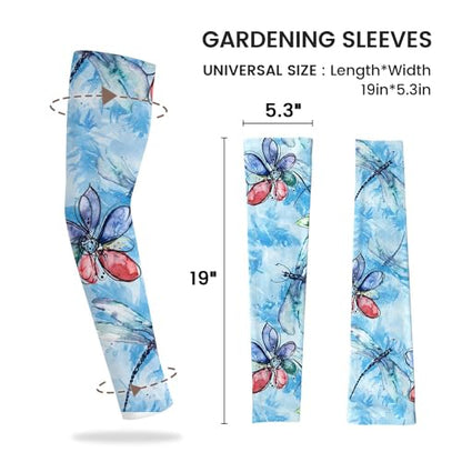 YPHCDO Gardening Sleeves for Women Sun Protection Cooling Arm Sleeves - color: Blue Dragonfly