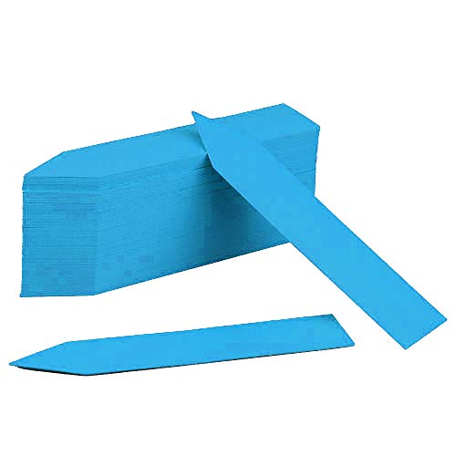 KINGLAKE Plant Labels,Plastic Plant Labels 4 Inch,Plant Tags,100 Pcs Nursery Garden Labels Plant Markers for Outdoor Garden Waterproof,Plants Name Tags Stake Tags Blue with Marking Pen - color: Blue