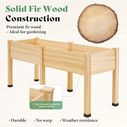 AMERLIFE 72x24x30 Inch Elevated Wood Raised Garden Bed with Legs - color: Light Wood, size: 6x2 FT-Regular