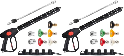 M MINGLE Replacement Pressure Washer Gun with Extension Wand, M22 15mm or M22 14mm Fitting, 5 Nozzle Tips, 40 Inch, 4000 PSI (Pack of 2) - size: 40 Inch (Pack of 2)