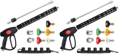 M MINGLE Replacement Pressure Washer Gun with Extension Wand, M22 15mm or M22 14mm Fitting, 5 Nozzle Tips, 40 Inch, 4000 PSI (Pack of 2) - size: 40 Inch (Pack of 2)