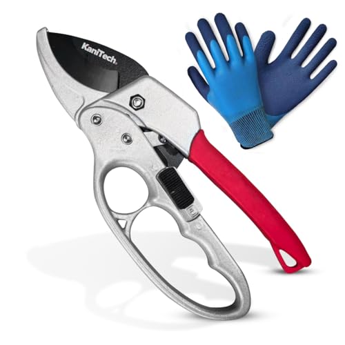 Pruning Shears for Gardening with Gloves - Heavy Duty Garden Shears, Aluminum Hand Pruners with TPR Grip Handle, 8 inch 3.55mm Thick Blade - for Branches, Flowers & Plants (Red) - style: Red