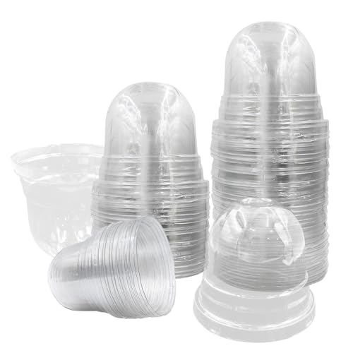 RooTrimmer 50 Pack Clear Plant Pot Domes, Transparent Seedling Domes Compatible with 4 Inch Seed Starter Pots for Indoor Outdoor Gardening(50Pcs, Clear) - color: Clear Plant Pot Domes-50p, size: 4Inch