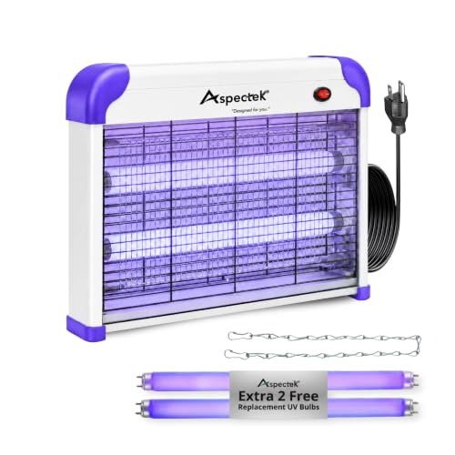 ASPECTEK 20W Heavy Duty Bug Zapper, High-Voltage Electric Mosquito and Fly Killer, Indoor and Covered Outdoor Gnat Control for Bedroom, Patio and Greenhouse, Includes 2 Bulbs - Purple - style: 20W Purple Bug Zapper with 2 Replacement Bulbs
