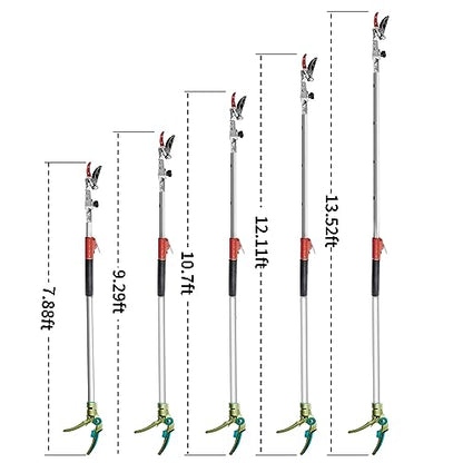 GARTOL Pruner for Garden, Cut Upto 1 Inch & Hold Telescopic Pole Pruner, Fruit Picker with Rotating Blade Head, Lightweight Aluminum Extendable Handle for Tree Branch Cutter, 7.87-13.78 FT, Silver - size: 7.87-13.78 FT