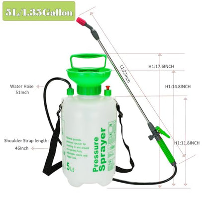 5L Garden Pressure Sprayer, Portable Hand Pump Sprayer for Yard Care - color: 5L-Green