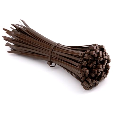 Dark Brown Cable Zip Tie Heavy Duty 8 Inch 100 Pack UV Resistant - size: 8"-brown-100 pcs