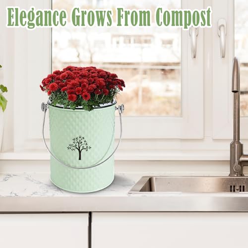 AOSION Countertop Compost Bin, Odor-Free Food Waste Container with 50 Bags - color: Green