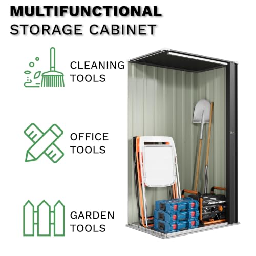 Patiowell 22 Cuft Storage Shed, Metal Vertical Storage Cabinet, Black - color: Black, size: 22 Cuft