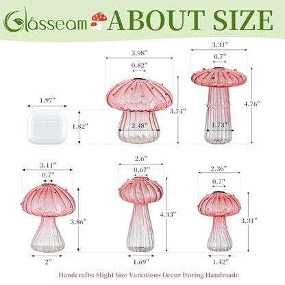 Glasseam Mushroom Plant Propagation Station: 5 Pcs Pink Glass Terrarium Jar - color: Pink, size: 10