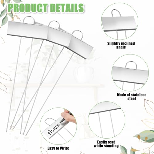 Maitys 38 Pcs Metal Plant Markers Outdoor, Silver Label with Black Ink - color: Silver Label With Black Ink