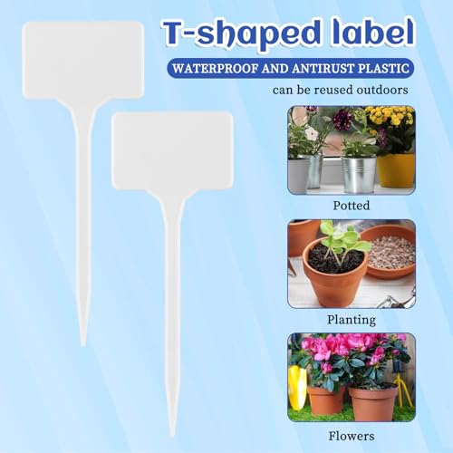 50 Pcs Large Plastic Plant Labels, 5.9 Inches Large Garden Markers, Plastic Waterproof Durable T-Type Nursery Plant Stakes, Tags for Vegetables, Fruits, Flowers, Indoor Outdoor Use (White) - color: White, size: 5.9 x 2.2 inches
