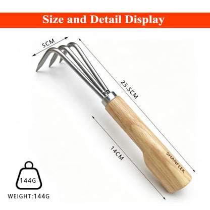 Garden Rake with 3-Claw for Loosening Soil in Flower Bed (Gold) - color: Gold