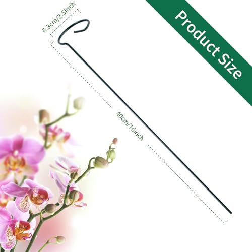 12 Pack Plant Support Stakes with 24 Pcs Plant Clips, Garden Single Stem Support Stake, Plant Cage Support Ring for Indoor Outdoor Flowers Rose Amaryllis Tomatoes Peony Lily Orchid (16 Inch) - color: 12 PCS, size: 16 Inch