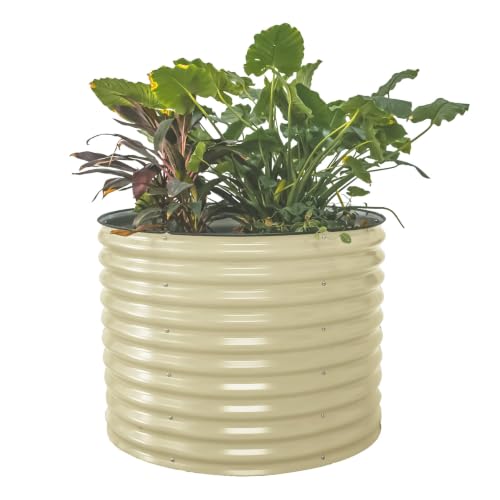 Vego garden 32" Tall 42" Round Raised Garden Bed Raised Bed Planter Box for Vegetables Flowers Patio-Pearl White - color: Pearl White, size: 1IN1 Round