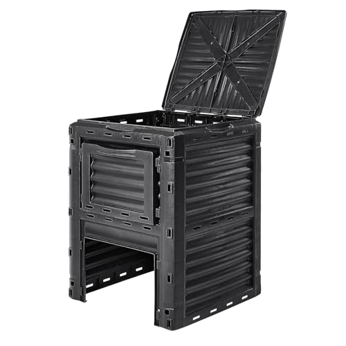 VEVOR Garden Compost Bin 80 Gal, BPA Free Composter, Large Capacity Outdoor Composting Bin with Top Lid and Bottom Door, Easy Assembling, Lightweight, Fast Creation of Fertile Soil - style: 80 Gallon