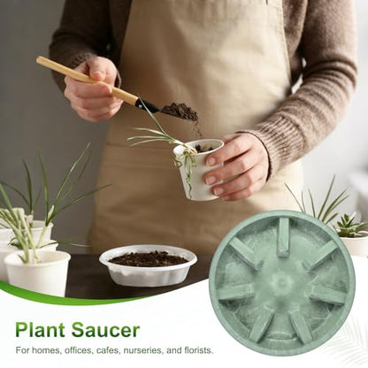M METERXITY 2-Pack Plant Saucer, 10.04 Inch/25.5 cm Plastic Plant Trays Thicker for Pots/Indoor/Outdoor/Water Drainage and Protection, Flowerpot Drip Tray [Green Veins] - color: Green Veins